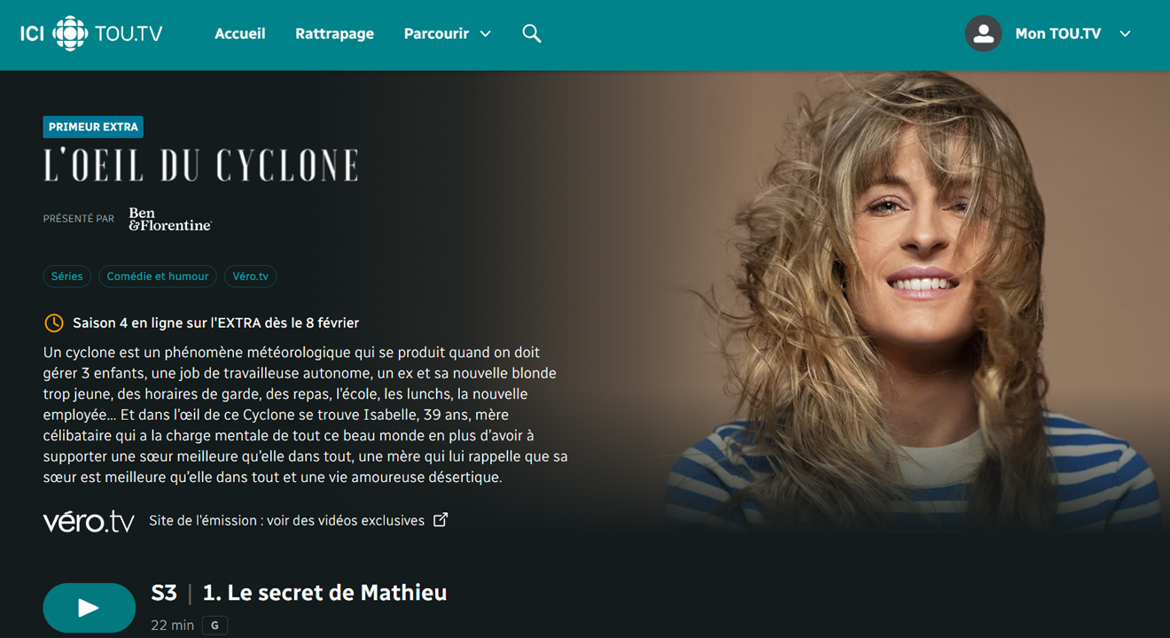 Visibilité Logo ICI TOU.TV Page Émission 1 annonceur